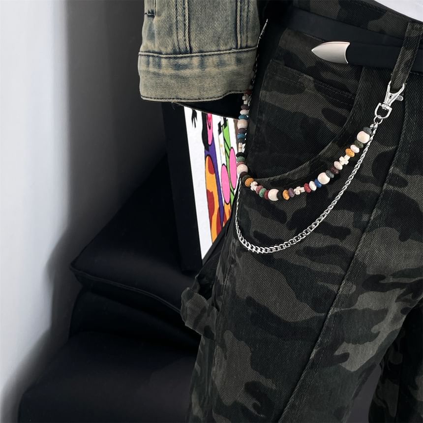Volcanic Rock Bead Layered Alloy Jeans Chain