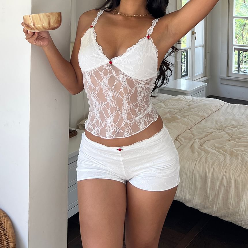 V-Neck Camisole with Lace Detail