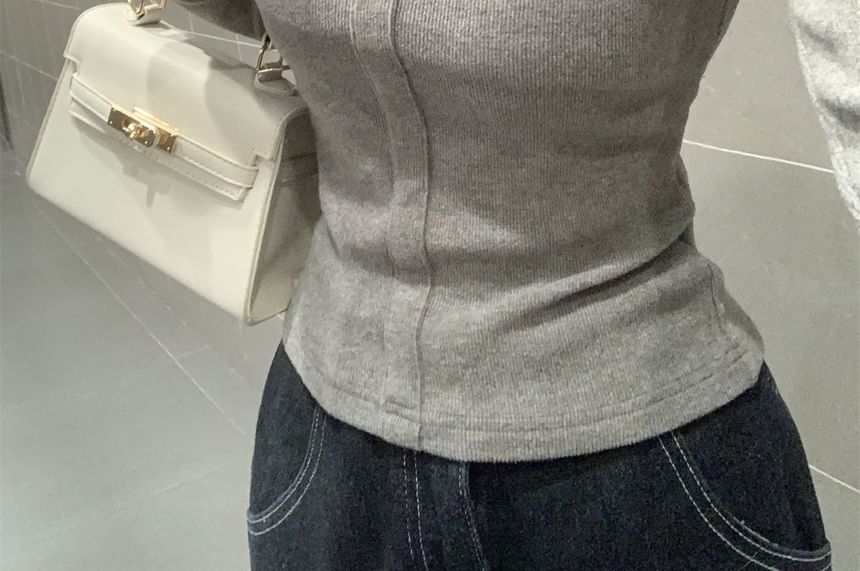Mock Two-Piece Long Sleeve Lace Trim Top