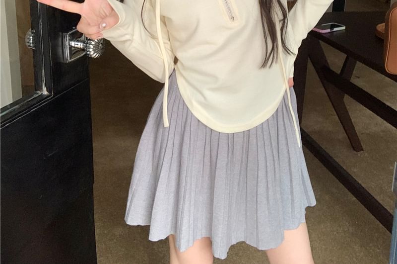 Half-Zip Cropped Hoodie in Minimalist Solid