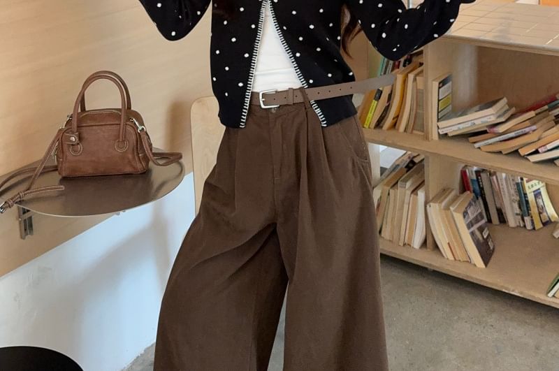 V-Neck Dotted Button Up Cardigan