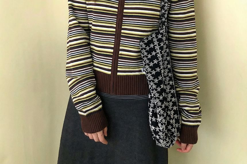 Striped Zip Cardigan