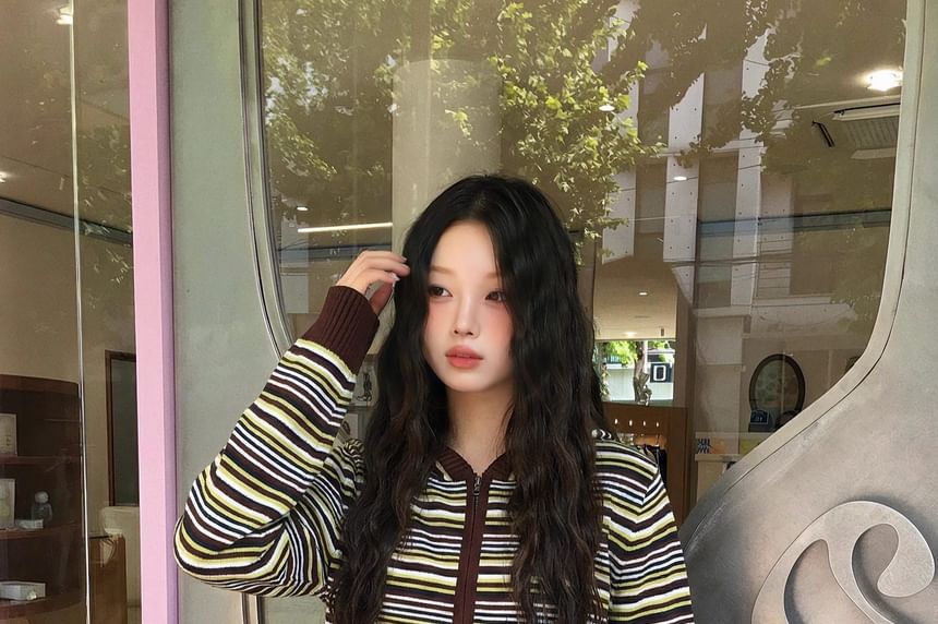 Striped Zip Cardigan