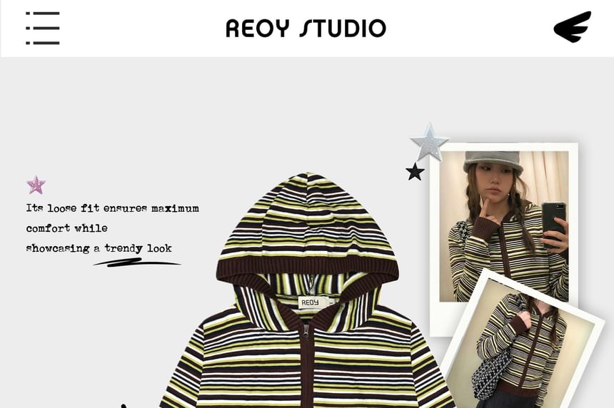 Striped Zip Cardigan