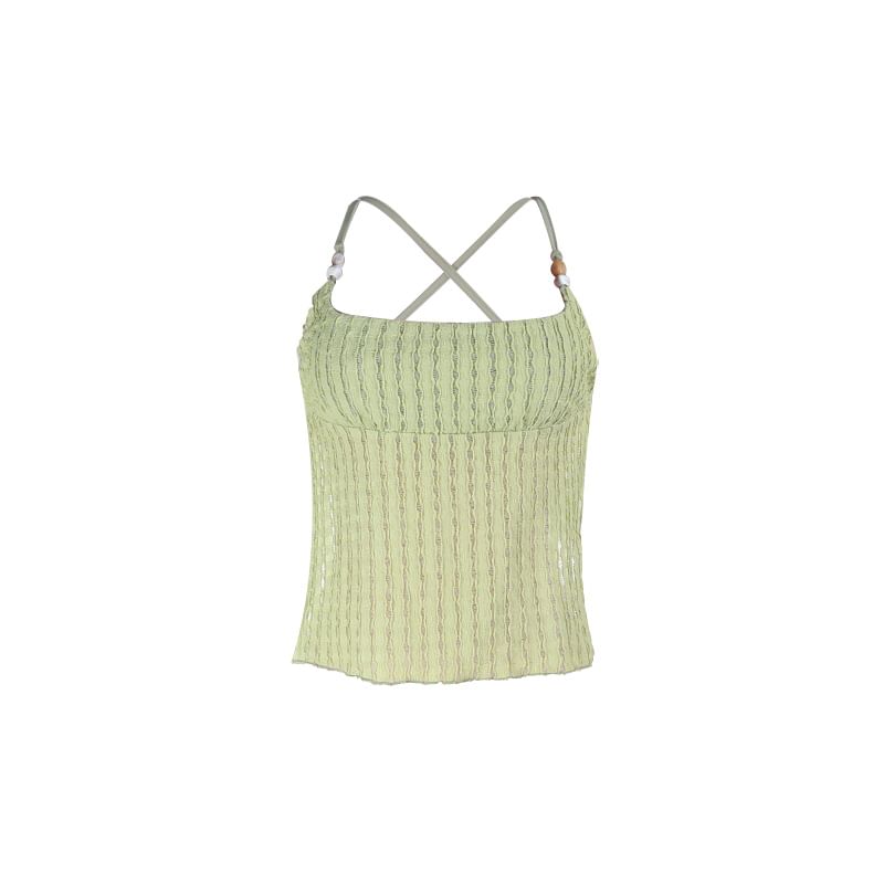Textured Open-Back Halter Crop Camisole