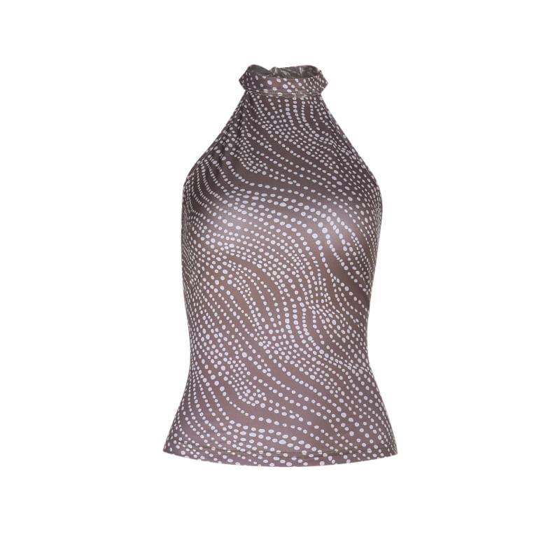 Polka Dot Halter Tank Top, Slim Fit