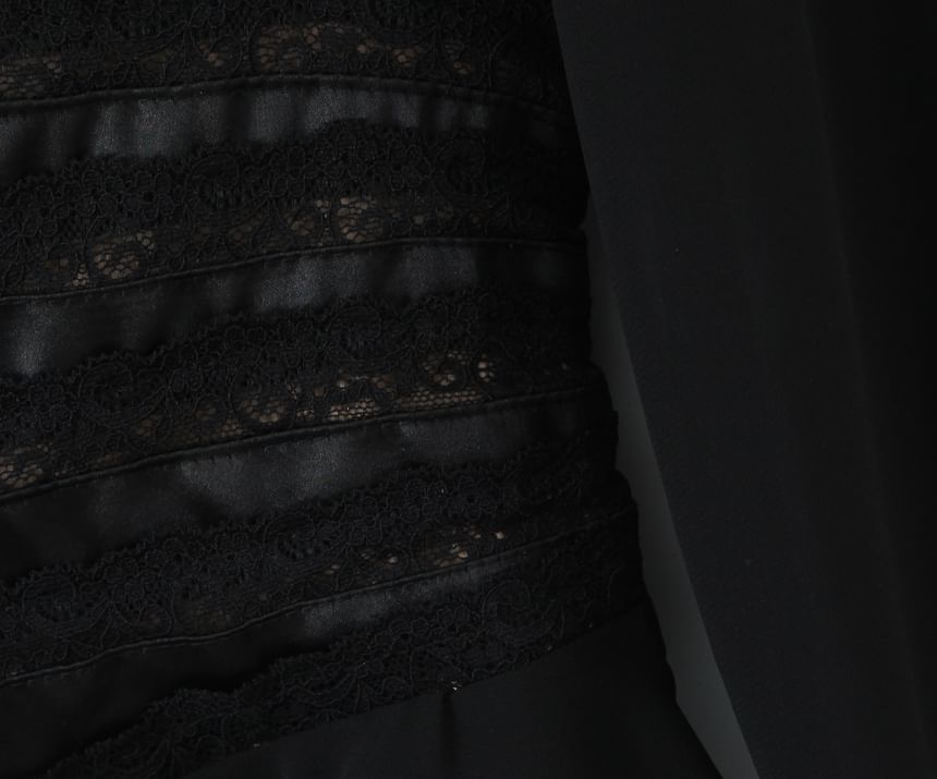 Square-Neck Puff-Sleeve Blouse with Lace Ruffle Trim