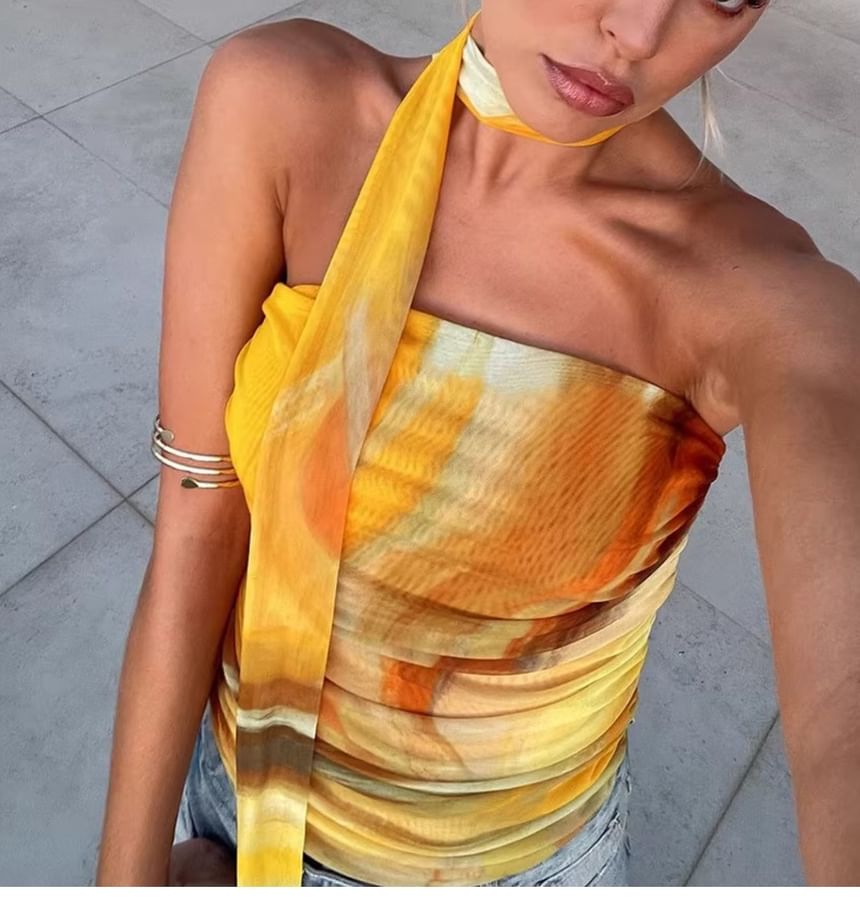 Tie-Dye Mesh Tube Top