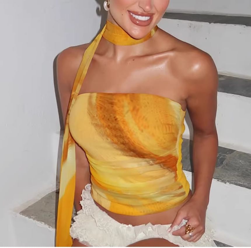 Tie-Dye Mesh Tube Top