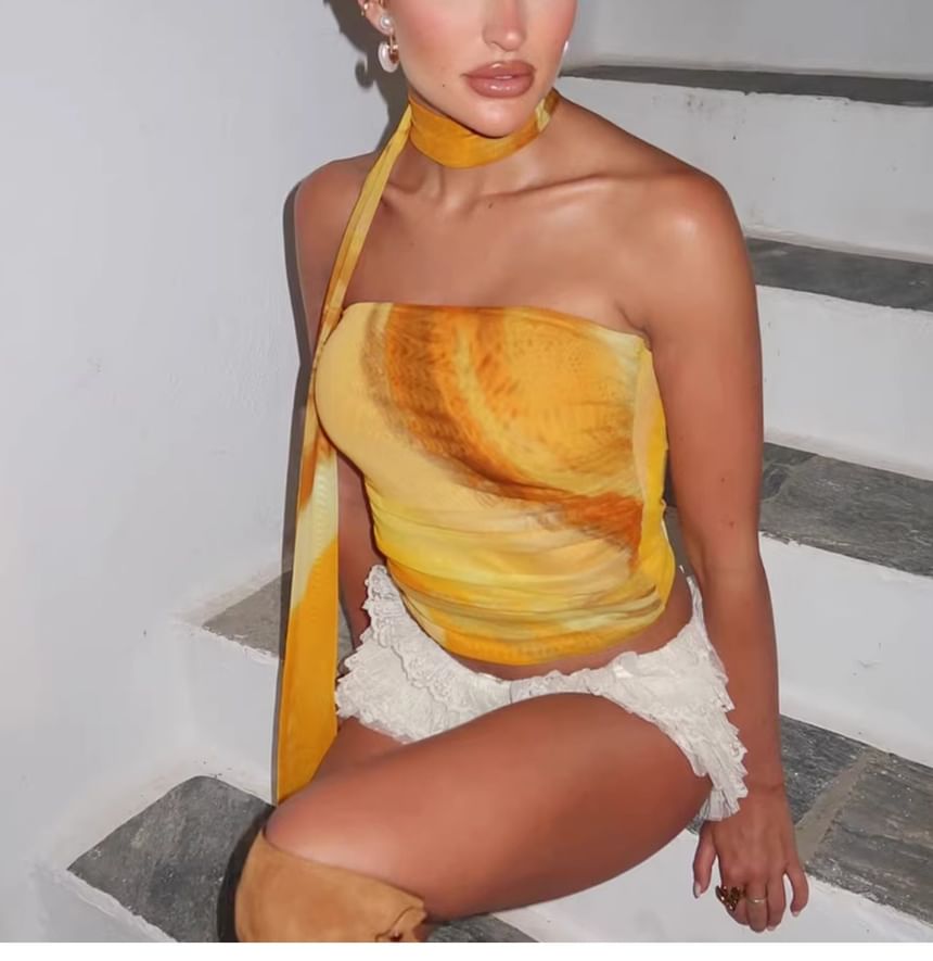 Tie-Dye Mesh Tube Top
