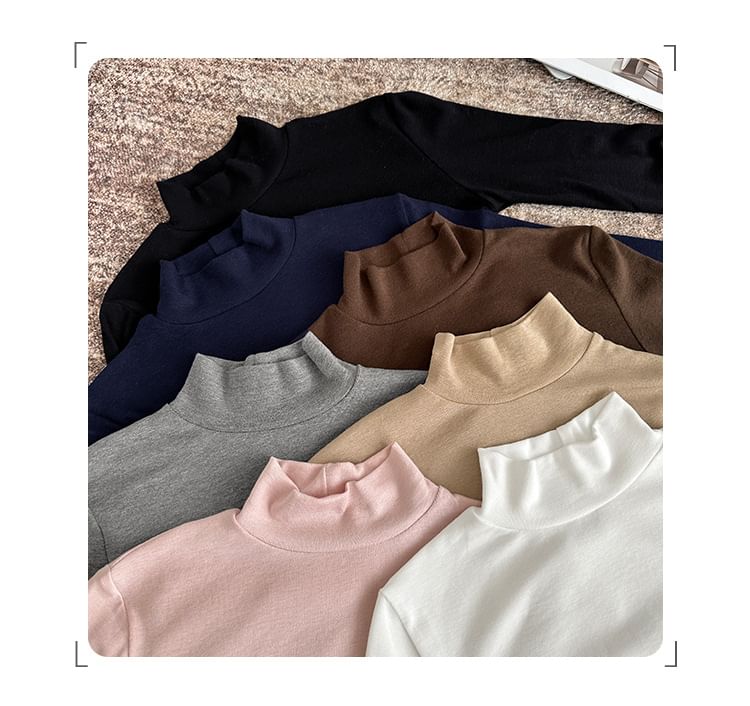 Mock Neck Slim-Fit Long-Sleeve Tee