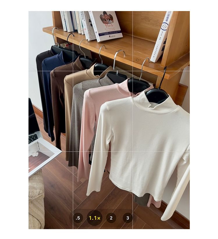 Mock Neck Slim-Fit Long-Sleeve Tee