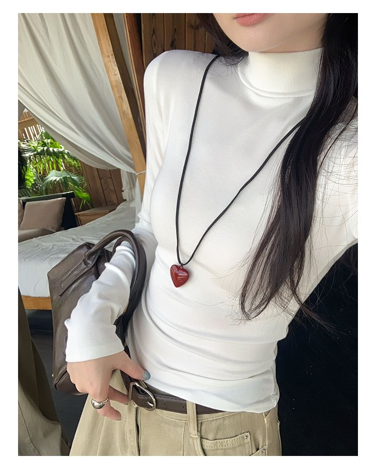 Mock Neck Slim-Fit Long-Sleeve Tee