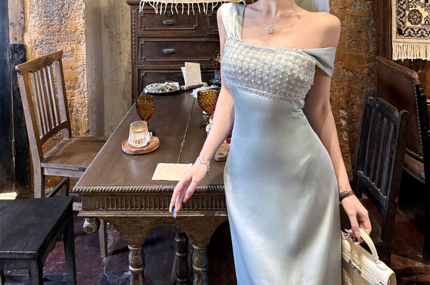 Sleeveless Square Neck Maxi A-Line Dress