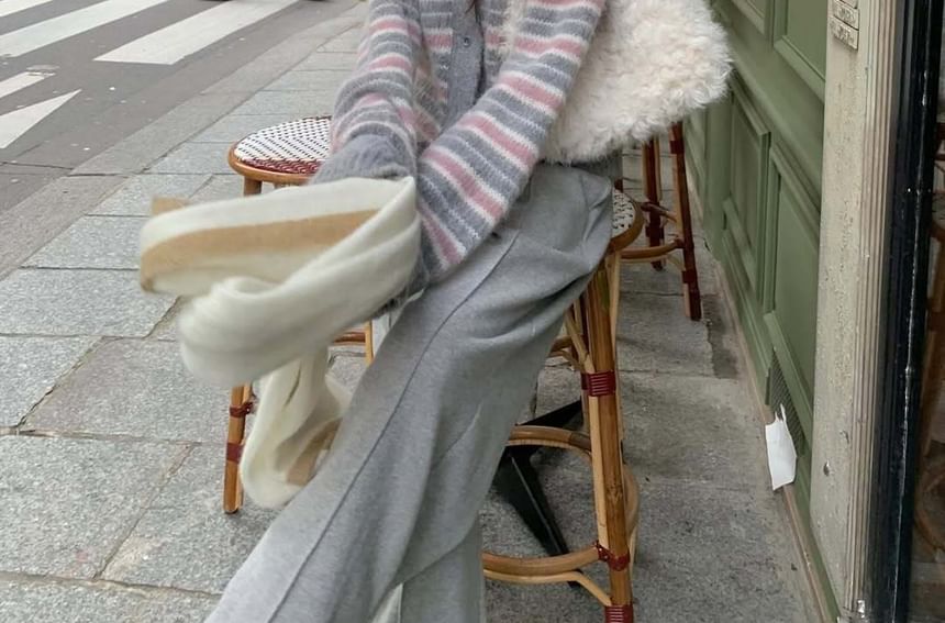 V-Neck Striped Cardigan