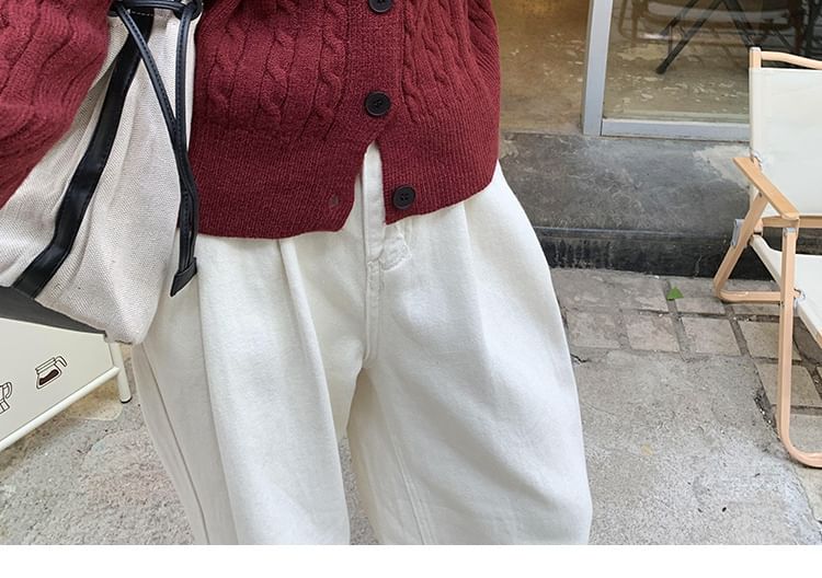 Plain Hood Cable Knit Cardigan