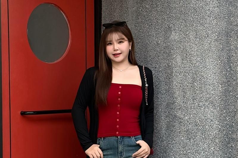 V-Neck Button-Up Plain Long Cardigan