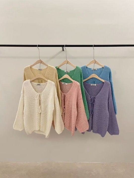 V-Neck Plain Tie-Front Cardigan
