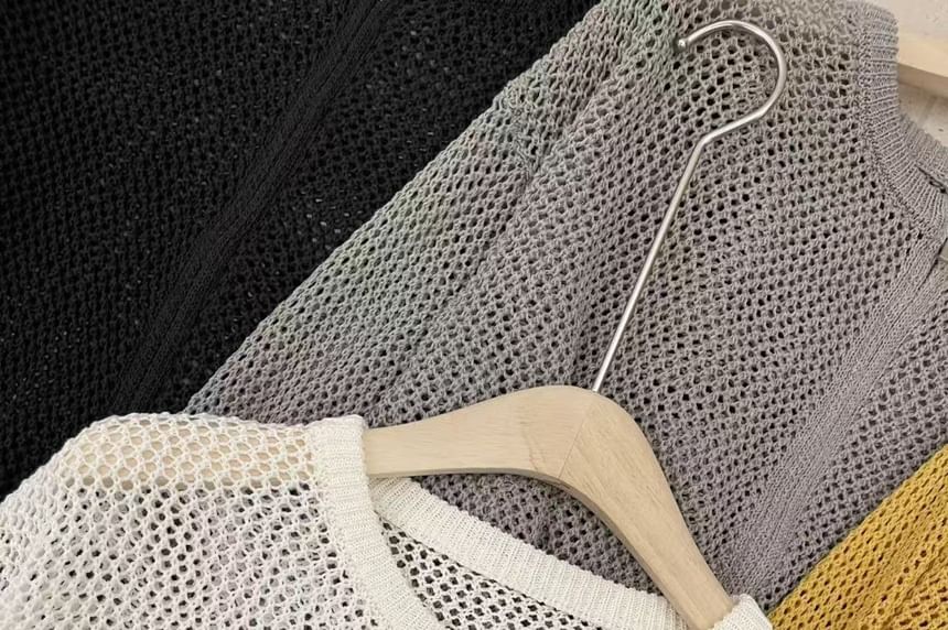 Plain Perforated Zip Cardigan