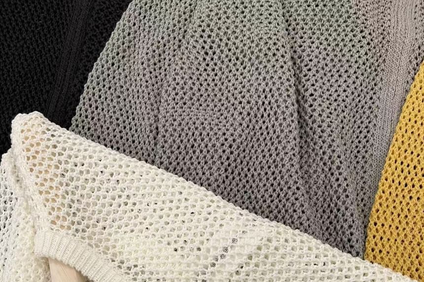 Plain Perforated Zip Cardigan