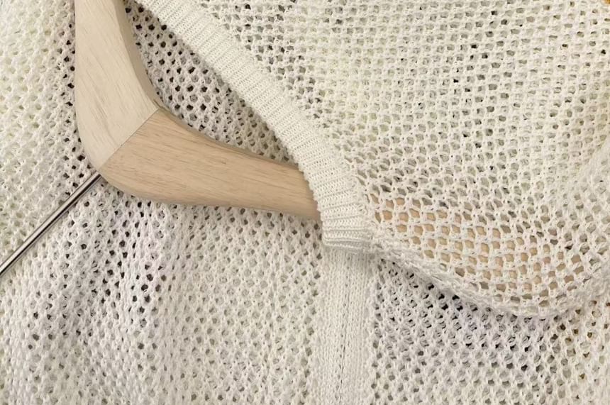 Plain Perforated Zip Cardigan