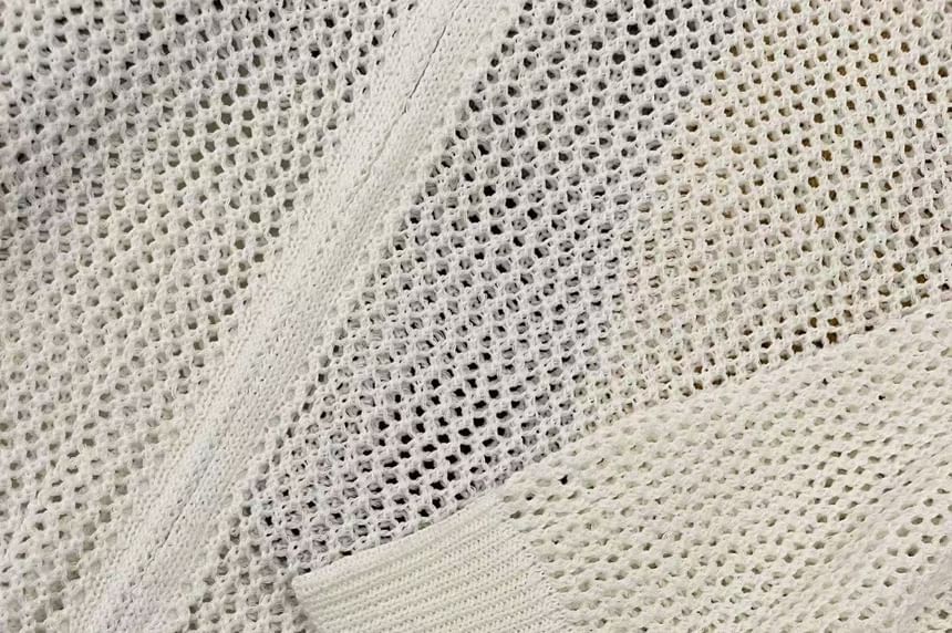Plain Perforated Zip Cardigan