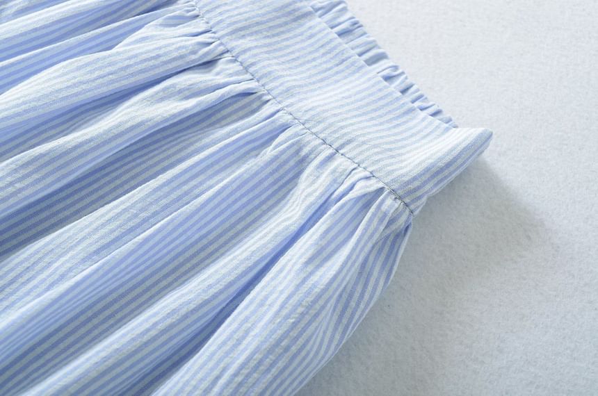 Pinstriped Mini A-Line Skirt High Waist