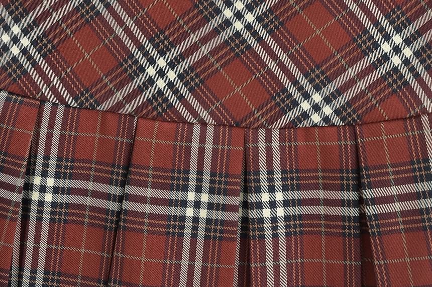 Plaid Mini Pleated Skirt for Mid Rise