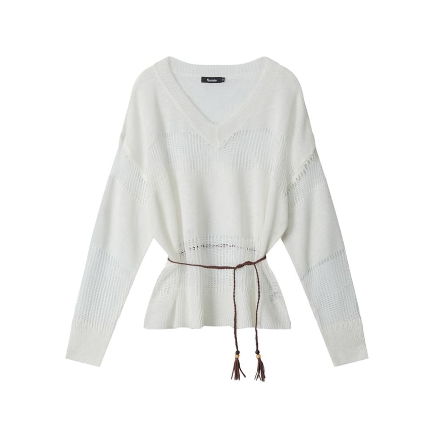 V-Neck Crochet Loose Fit Top