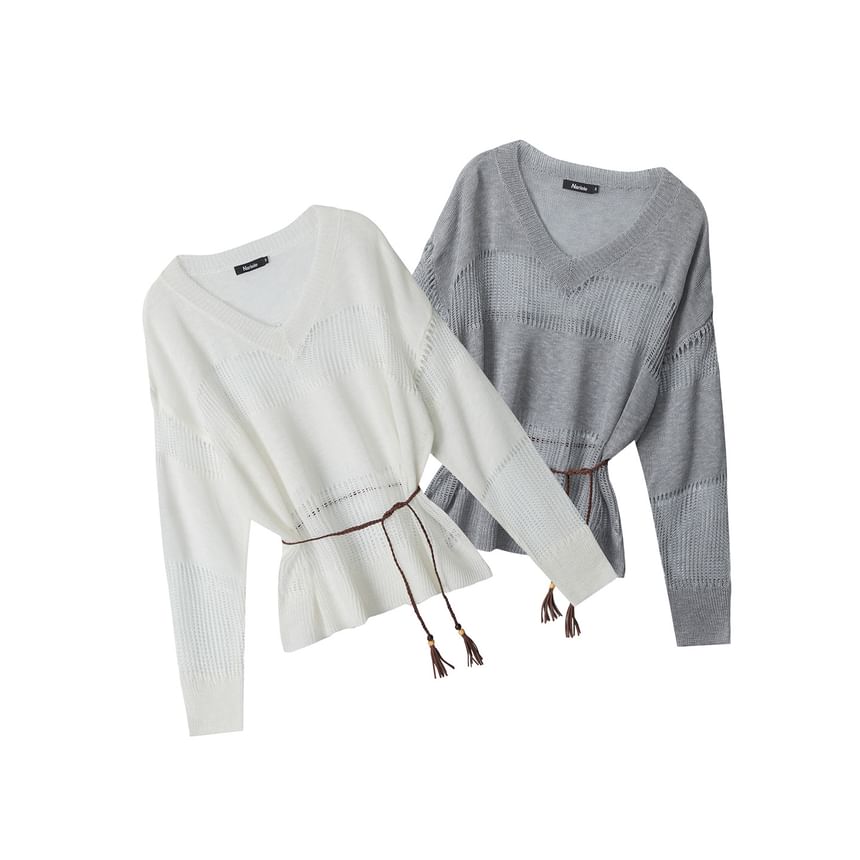 V-Neck Crochet Loose Fit Top