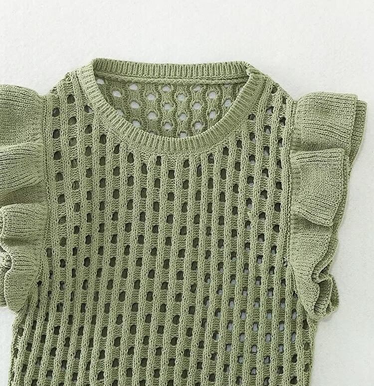 Ruffled Crochet Knit Tank