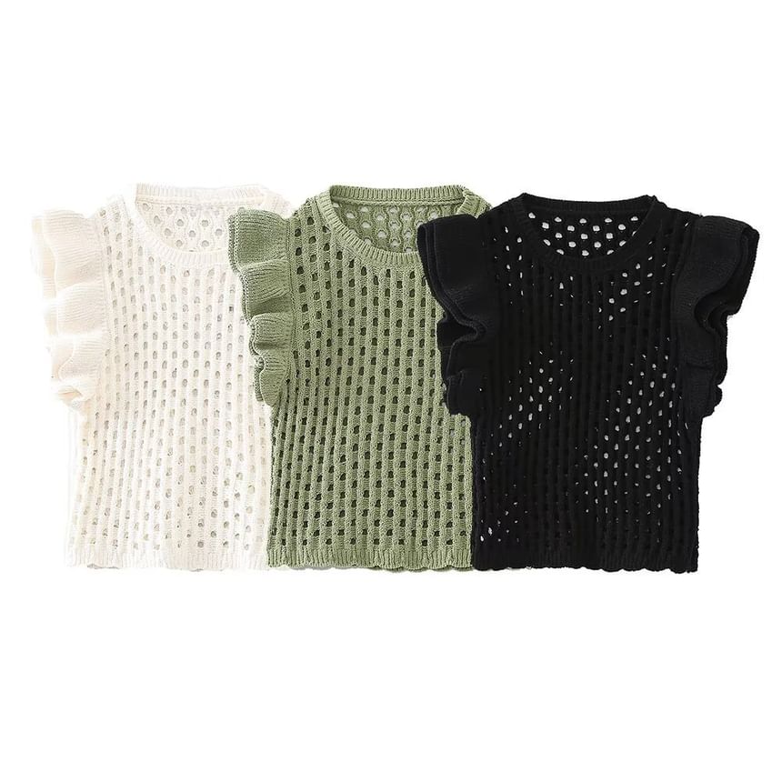 Ruffled Crochet Knit Tank
