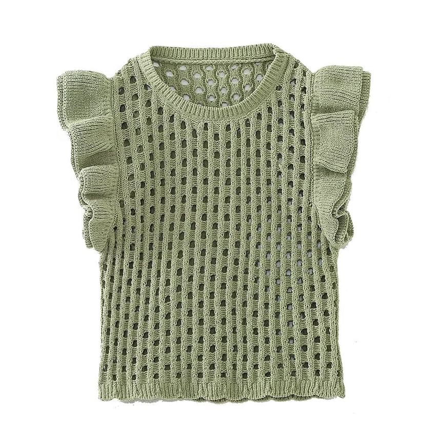 Ruffled Crochet Knit Tank