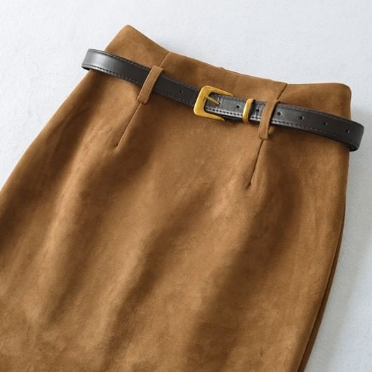 Plain Mini Pencil Skirt High Waist