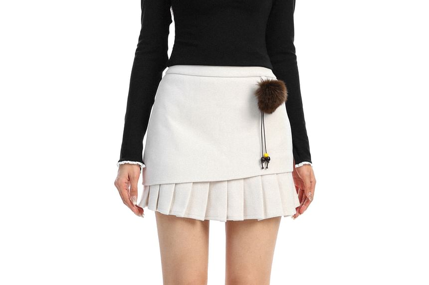 Asymmetrical Pleated Hem Mini A-Line Skirt