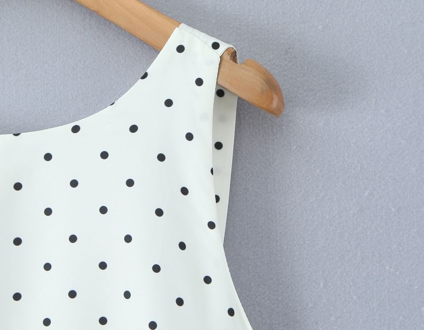 Dotted Open-Back Tank Top and Mini Skirt Set