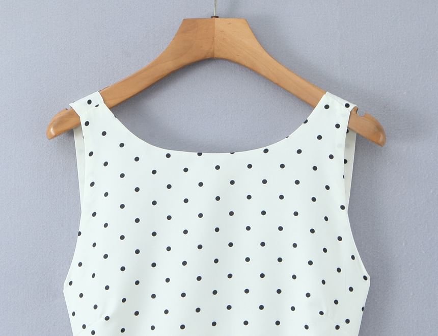 Dotted Open-Back Tank Top and Mini Skirt Set