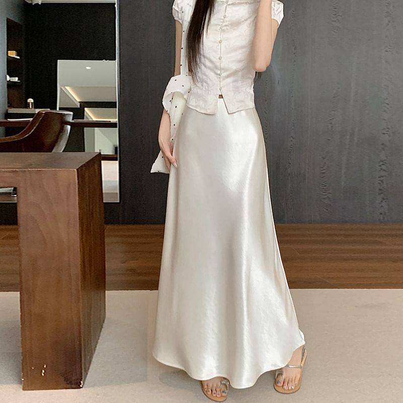 Satin Maxi A-Line Skirt