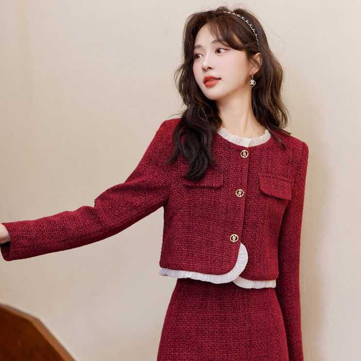 Tweed Crop Jacket and Mini A-Line Skirt Set
