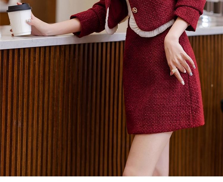 Tweed Crop Jacket and Mini A-Line Skirt Set