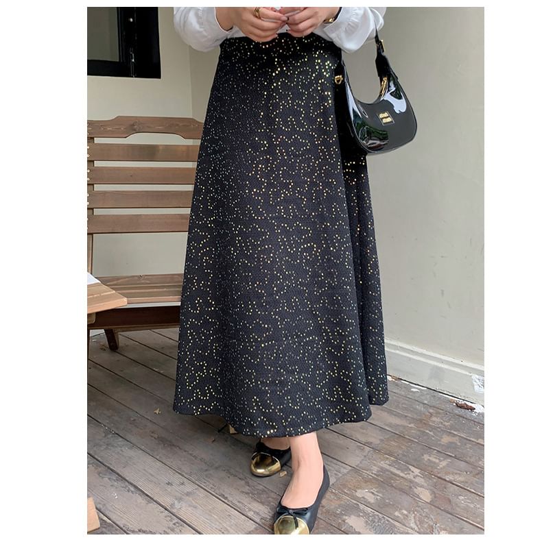 Sequin Midi A-Line Skirt