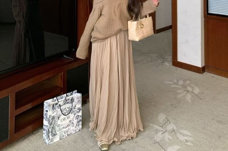 Cable Knit Sweater & Maxi A-Line Skirt Set
