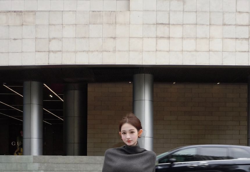 Capelet & Knit Top & Mini A-Line Skirt Set