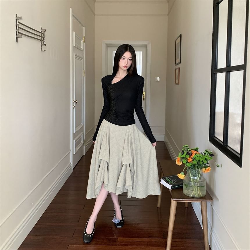 Asymmetrical High Low A-Line Skirt Set