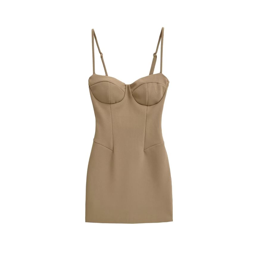 Spaghetti Strap Sweetheart Neckline Plain Mini Bodycon Dress