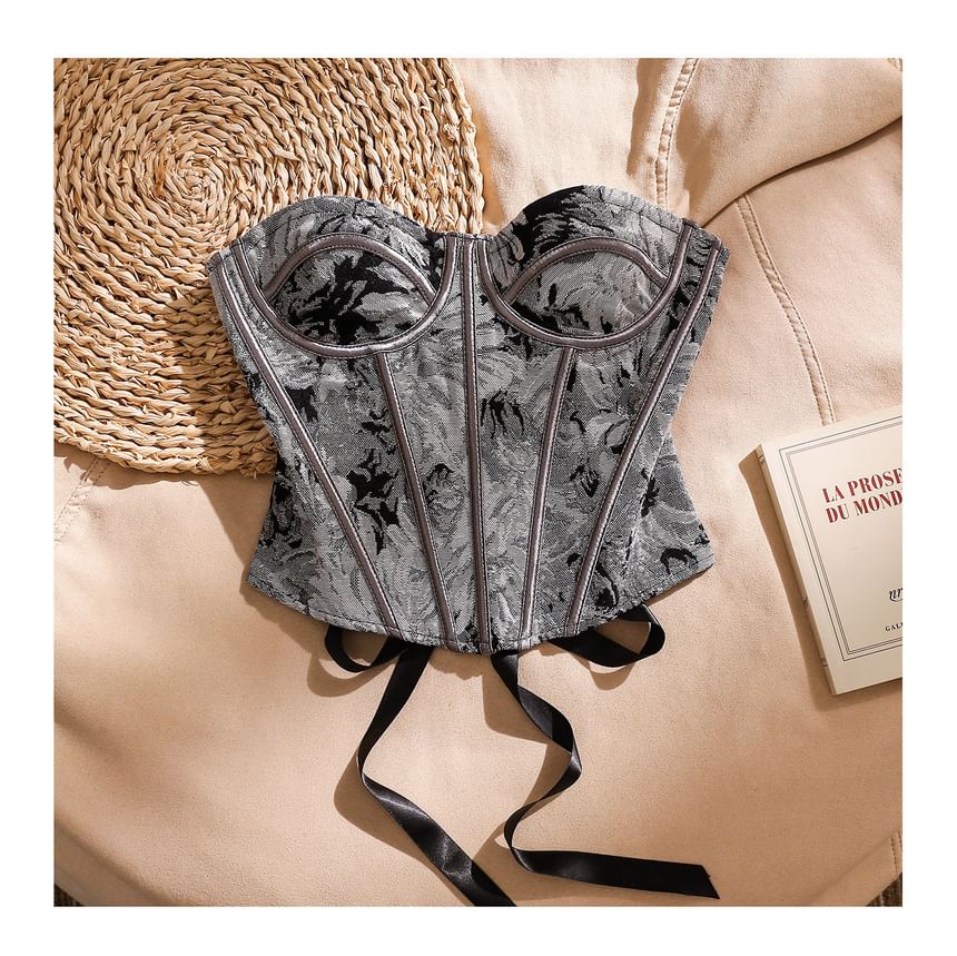 Strapless Jacquard Corset Top