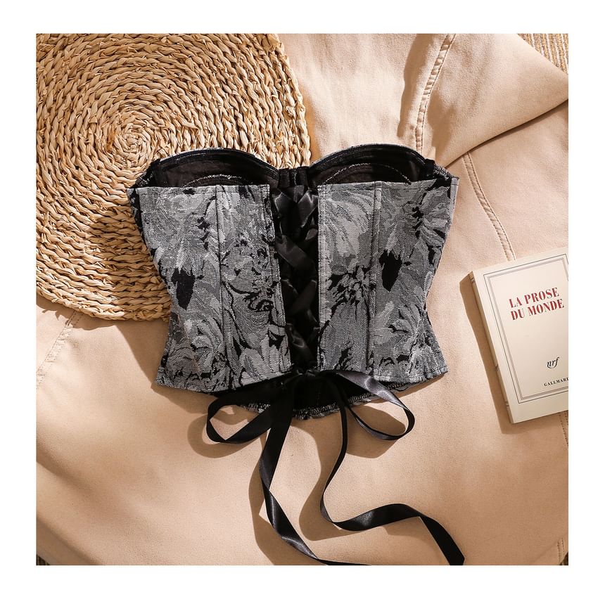 Strapless Jacquard Corset Top