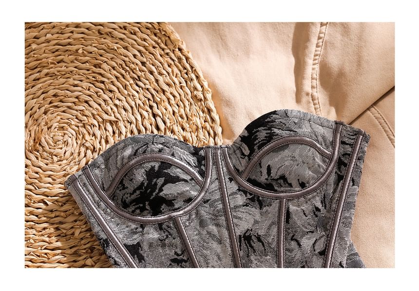 Strapless Jacquard Corset Top