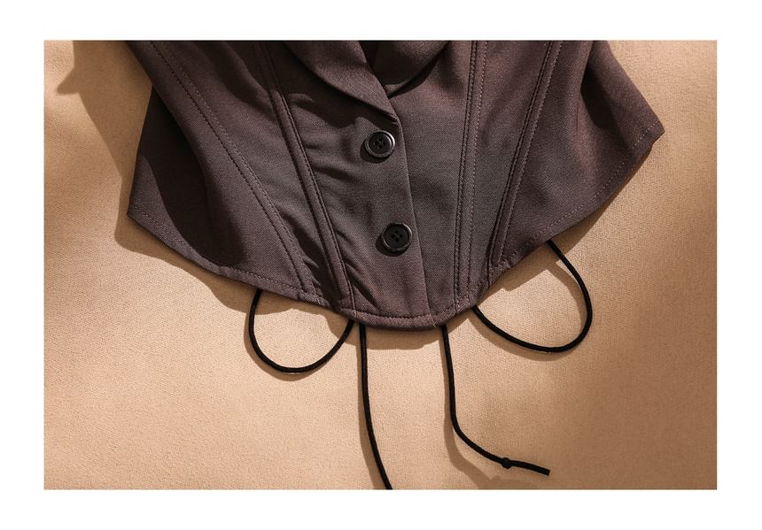 Button-Front Strapless Solid Bustier