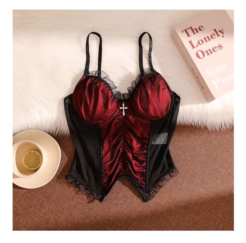 Lace-Trim Strappy Bustier